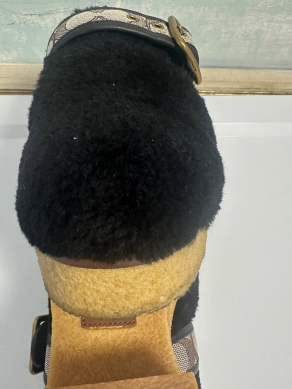 Coach Shearling Mules Back Clogs platform - Picture 7 of 10